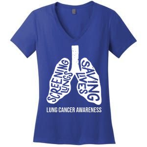 Lung Cancer Awareness Saving Lives Women's V-Neck T-Shirt