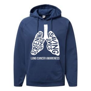 Lung Cancer Awareness Saving Lives Performance Fleece Hoodie