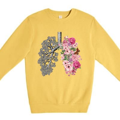 Lungs Cancer Awareness Bloomi Anatomy Classic Funny Gift Premium Crewneck Sweatshirt