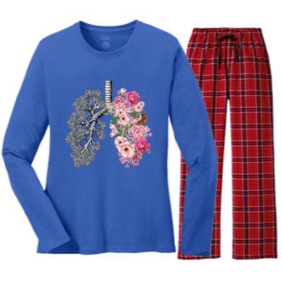 Lungs Cancer Awareness Bloomi Anatomy Classic Funny Gift Women's Long Sleeve Flannel Pajama Set 