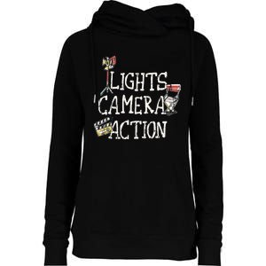 Lights Camera Action Film Director Womens Funnel Neck Pullover Hood