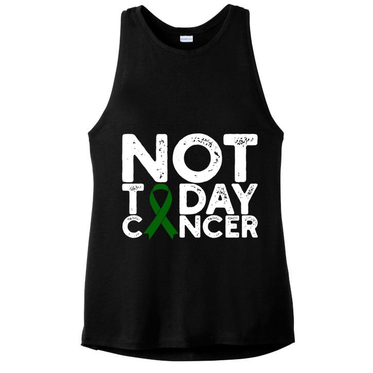 Liver Cancer Awareness Not Today Cancer Green Ribbon Gift Ladies PosiCharge Tri-Blend Wicking Tank
