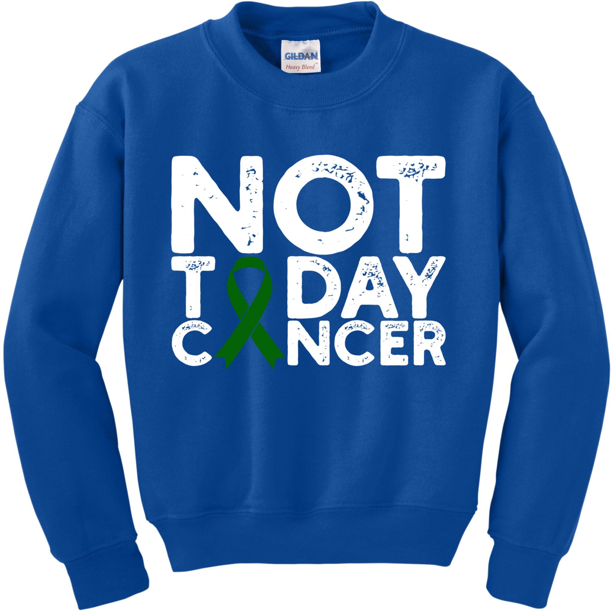 Liver Cancer Awareness Not Today Cancer Green Ribbon Gift Kids Sweatshirt