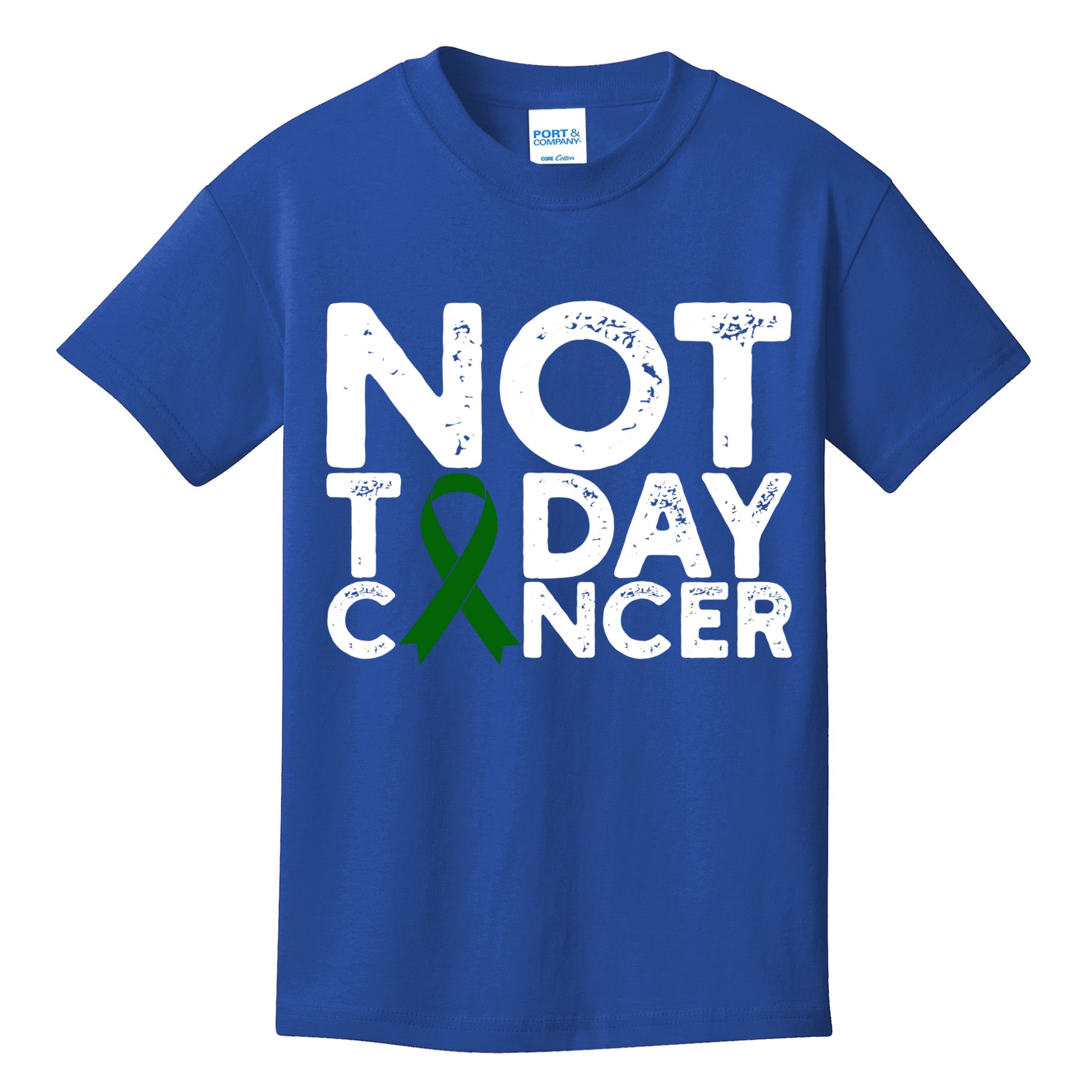 Liver Cancer Awareness Not Today Cancer Green Ribbon Gift Kids T-Shirt