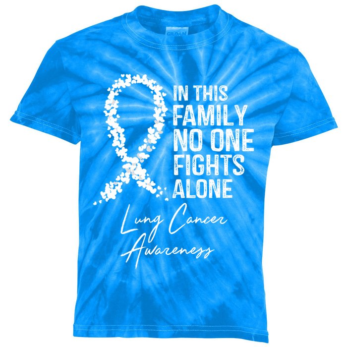 Lung Cancer Awareness In This Family No One Fights Alone Gift Kids Tie-Dye T-Shirt