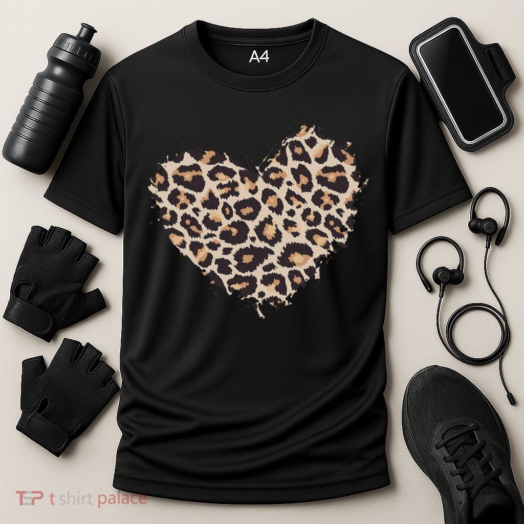 Leopard Cheetah Animal Print Heart Performance Shirt