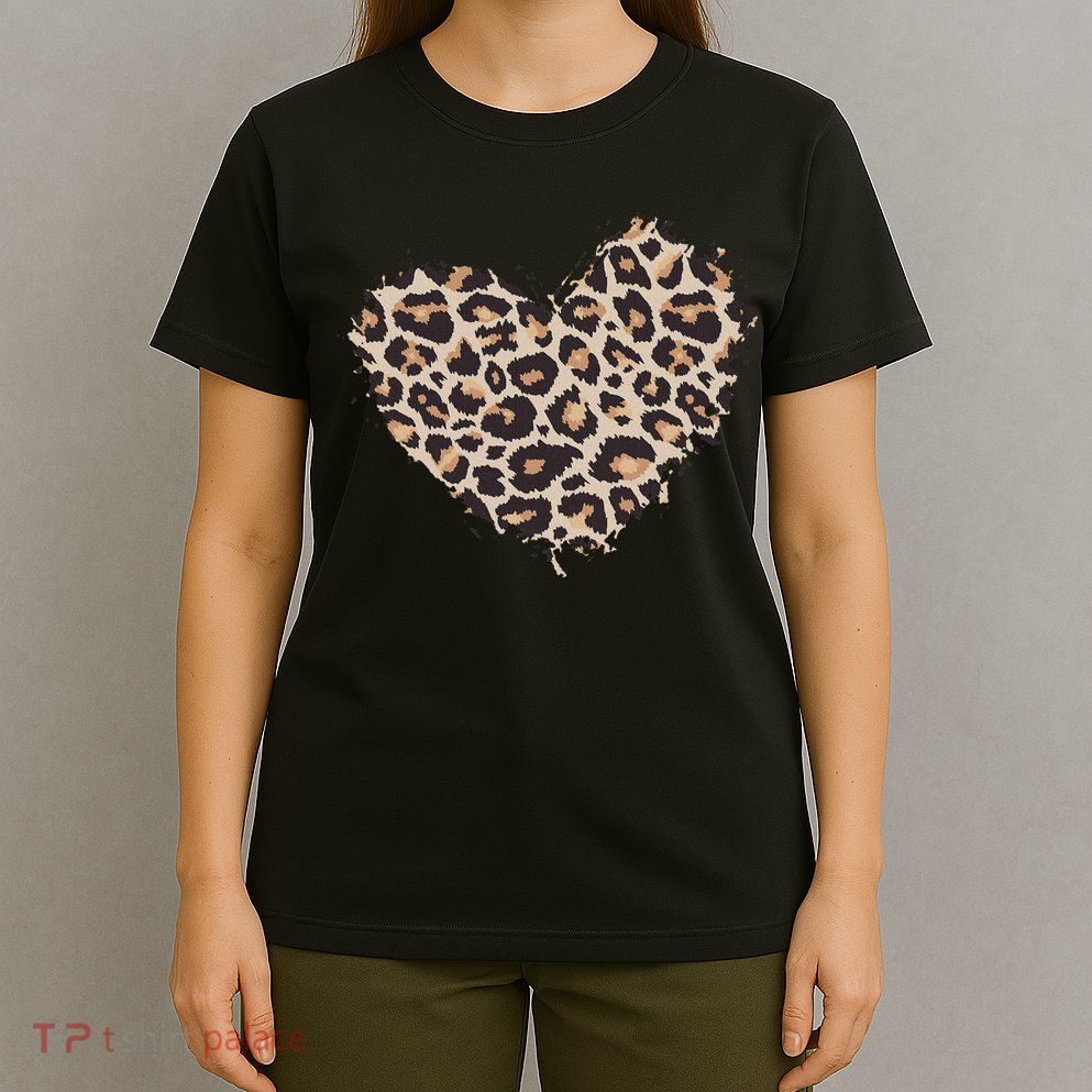 Leopard Cheetah Animal Print Heart T-Shirt