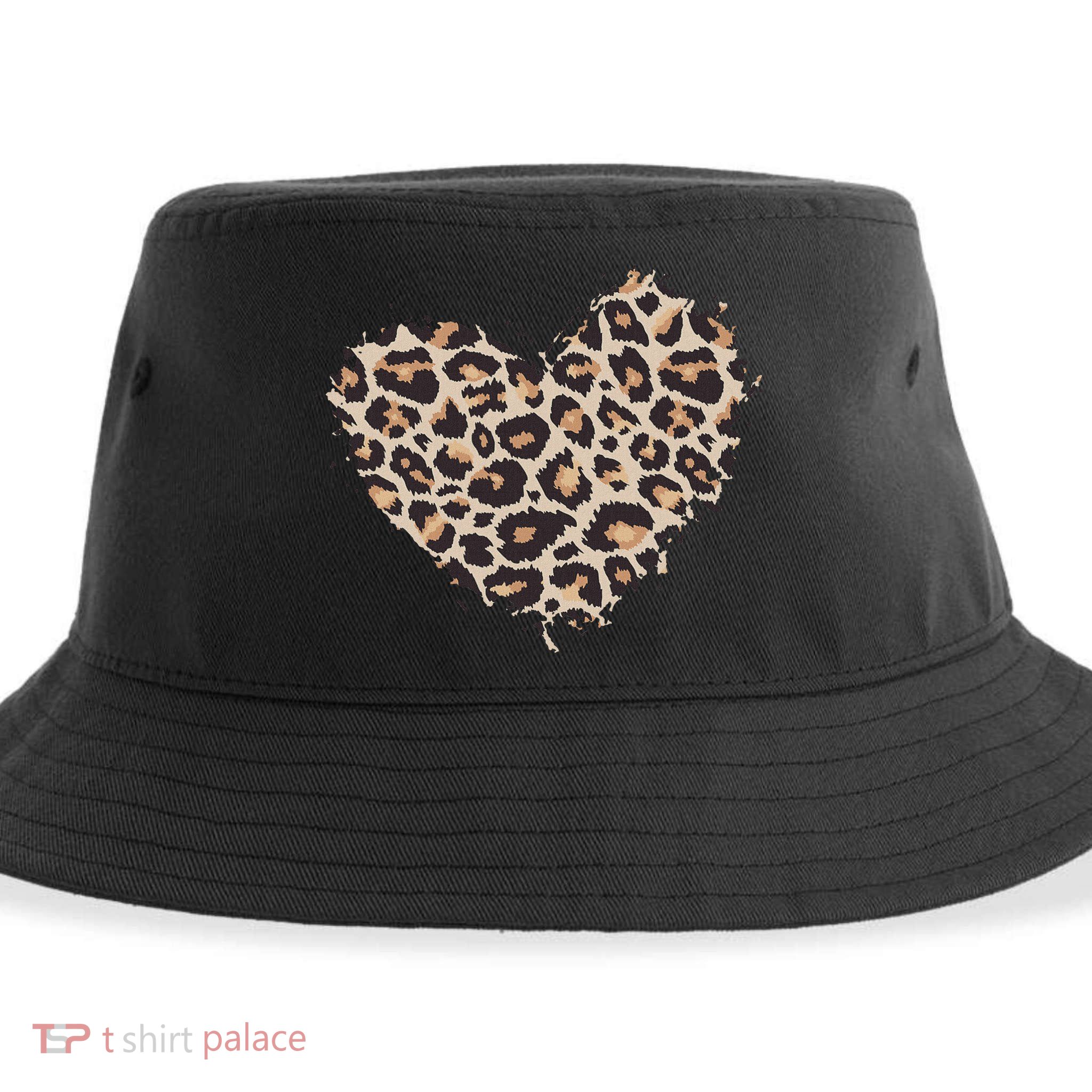 Leopard Cheetah Animal Print Heart Sustainable Bucket Hat
