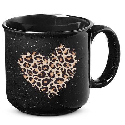 Leopard Cheetah Animal Print Heart 15oz Campfire Ceramic Mug