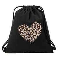 Leopard Cheetah Animal Print Heart Drawstring Bag
