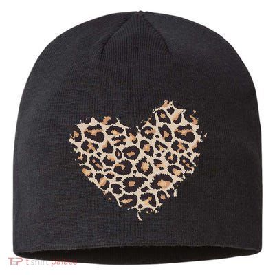 Leopard Cheetah Animal Print Heart Sustainable Beanie