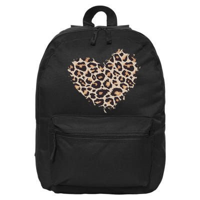 Leopard Cheetah Animal Print Heart 16 in Basic Backpack