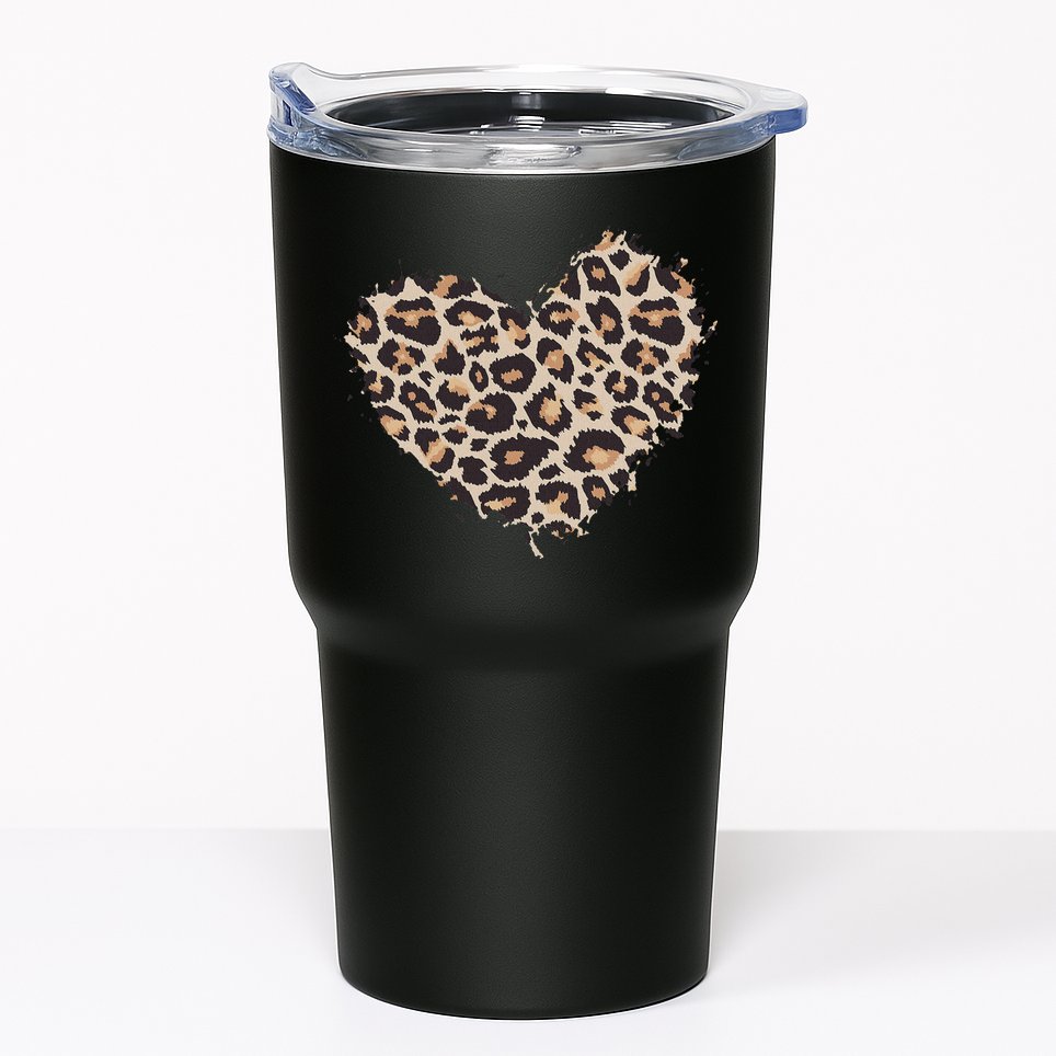 Leopard Cheetah Animal Print Heart Tumbler