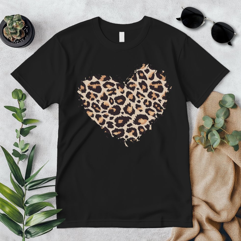 Leopard Cheetah Animal Print Heart Premium T-Shirt
