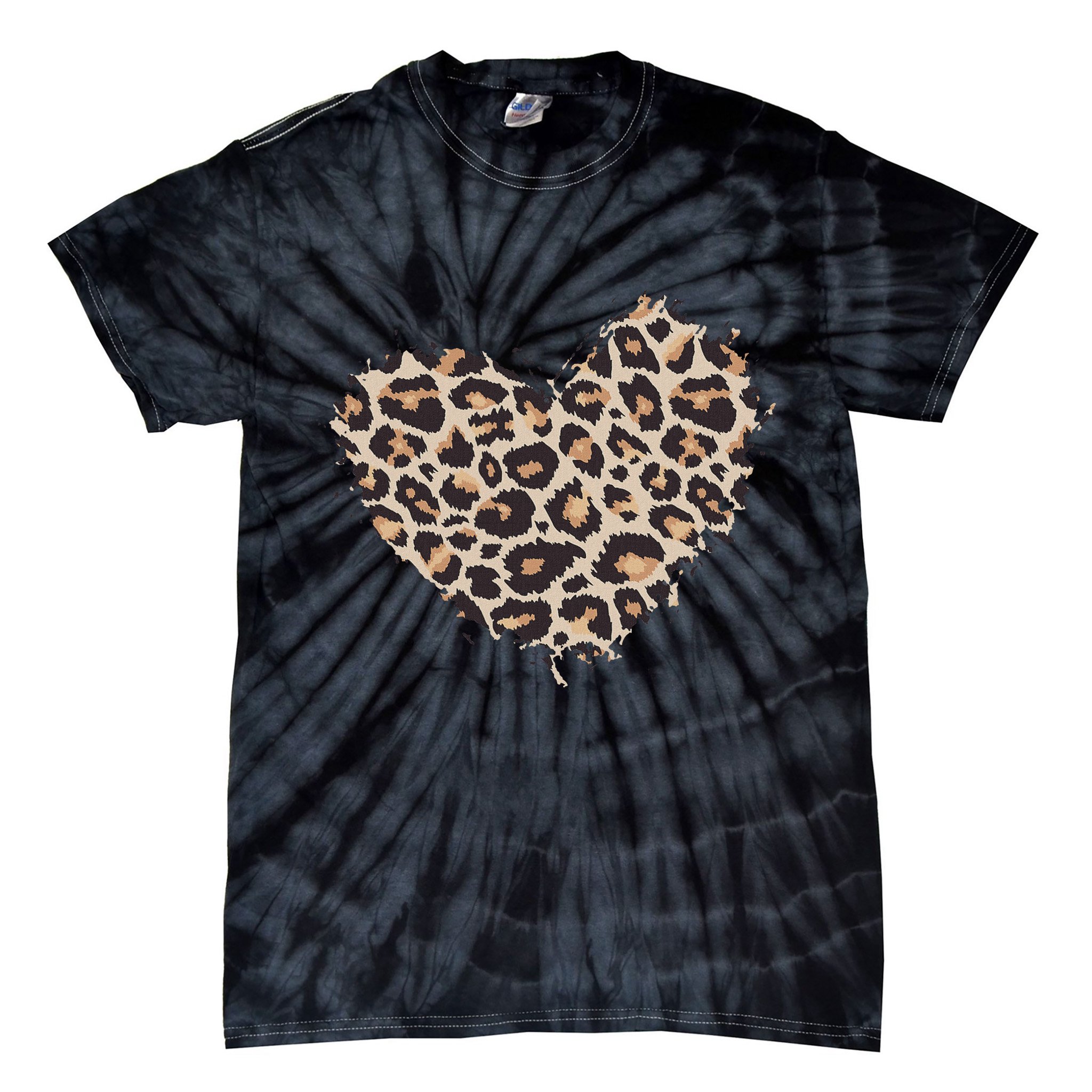 Leopard Cheetah Animal Print Heart Tie-Dye T-Shirt