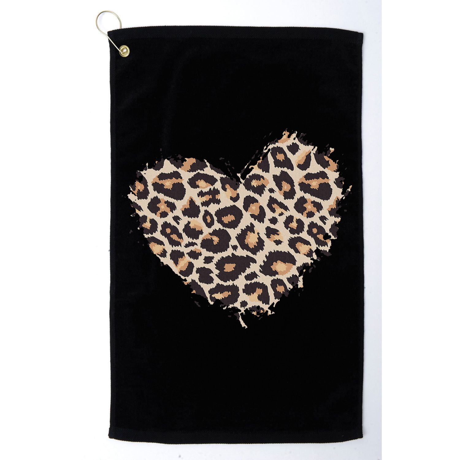 Leopard Cheetah Animal Print Heart Golf Towel