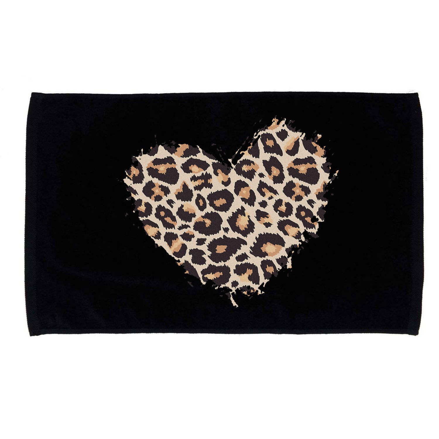 Leopard Cheetah Animal Print Heart Microfiber Hand Towel