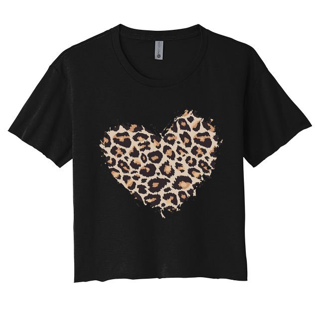 Leopard Cheetah Animal Print Heart Crop Top