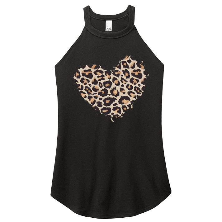 Leopard Cheetah Animal Print Heart Women's Perfect Tri Rocker Tank