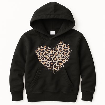 Leopard Cheetah Animal Print Heart Kids Hoodie
