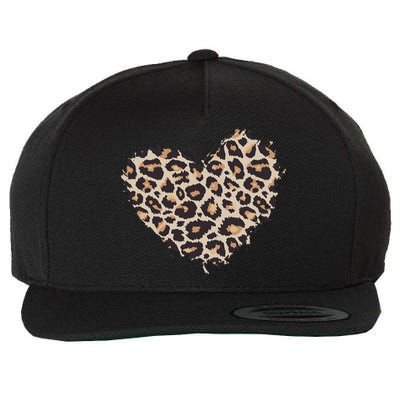 Leopard Cheetah Animal Print Heart Wool Snapback Cap