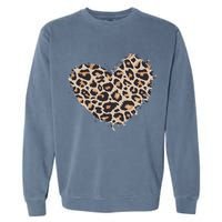 Leopard Cheetah Animal Print Heart Garment-Dyed Sweatshirt