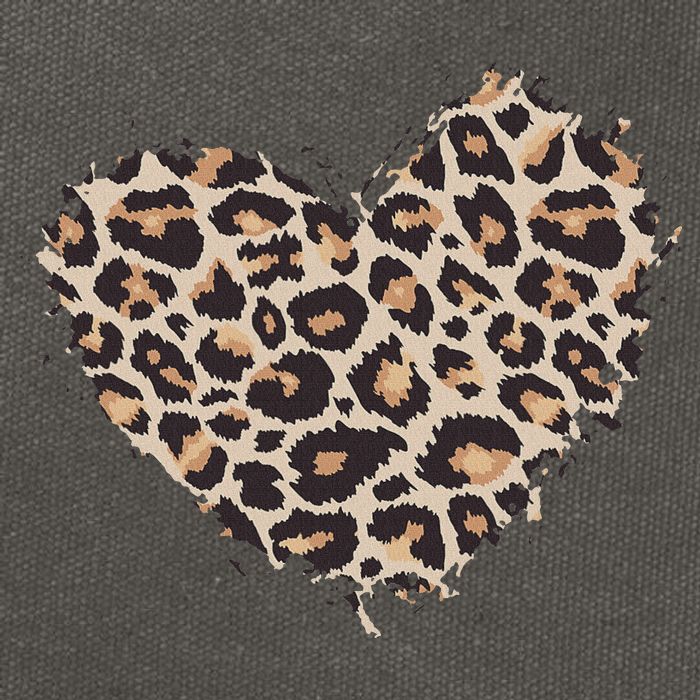 Leopard Cheetah Animal Print Heart Cotton Canvas Backpack