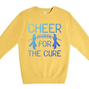 Lung Cancer Awareness Cheer For The Cure Football Gift Premium Crewneck Sweatshirt