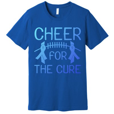 Lung Cancer Awareness Cheer For The Cure Football Gift Premium T-Shirt
