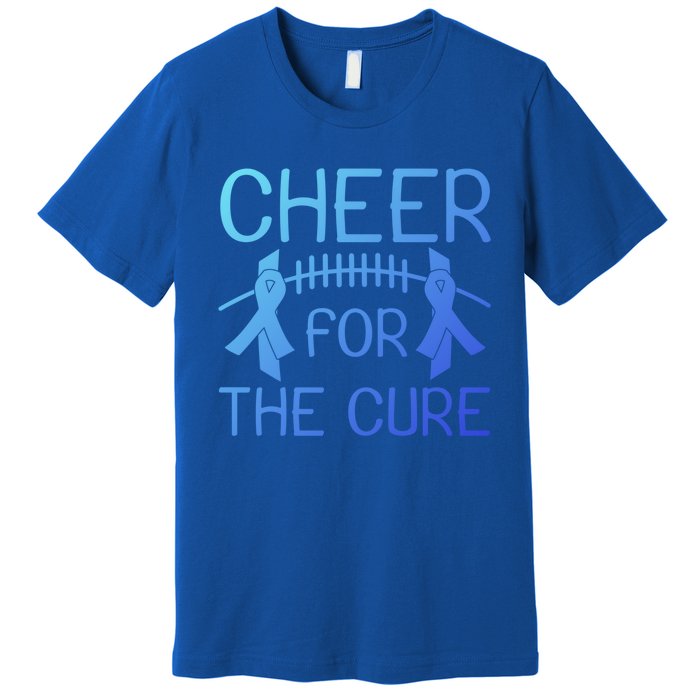 Lung Cancer Awareness Cheer For The Cure Football Gift Premium T-Shirt