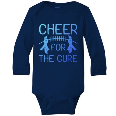 Lung Cancer Awareness Cheer For The Cure Football Gift Baby Long Sleeve Bodysuit