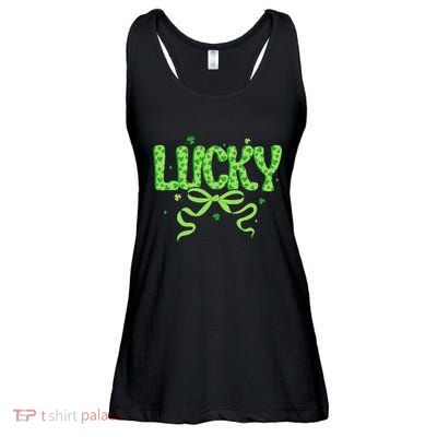 Lucky Coquette Bow St PatrickS Day Shamrock Ireland Irish Ladies Essential Flowy Tank
