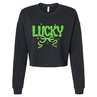 Lucky Coquette Bow St PatrickS Day Shamrock Ireland Irish Cropped Pullover Crew