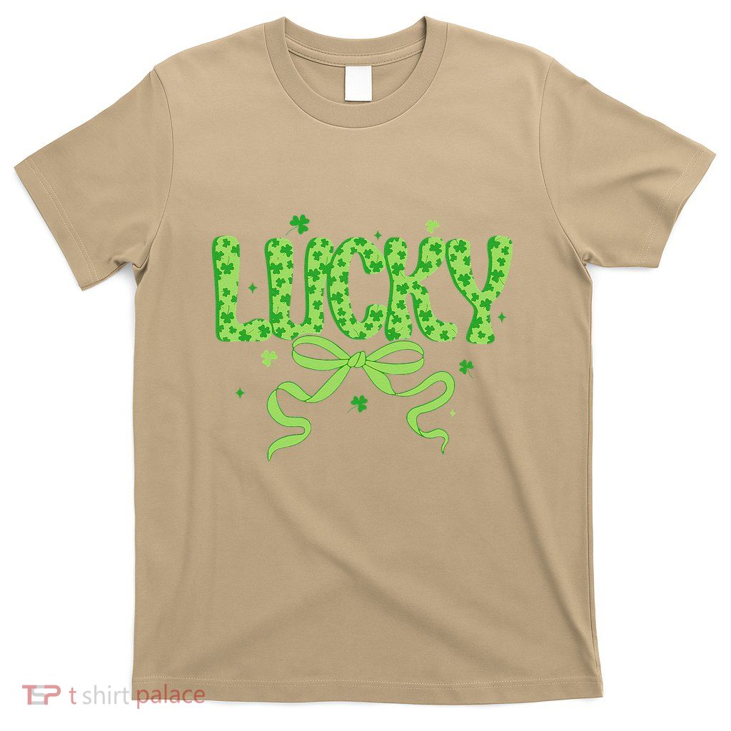 Lucky Coquette Bow St PatrickS Day Shamrock Ireland Irish T-Shirt