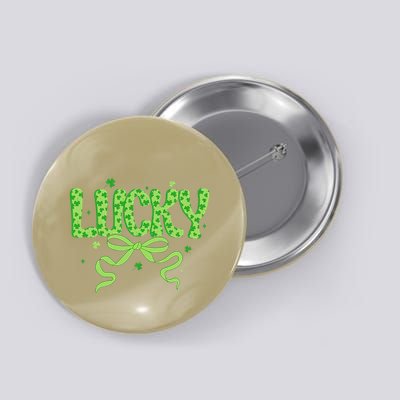 Lucky Coquette Bow St PatrickS Day Shamrock Ireland Irish Button