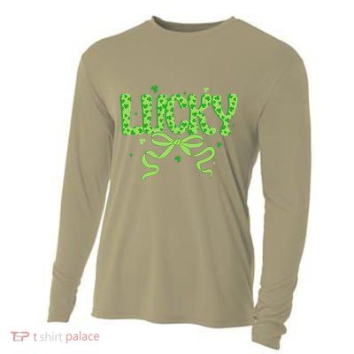 Lucky Coquette Bow St PatrickS Day Shamrock Ireland Irish Cooling Performance Long Sleeve Crew