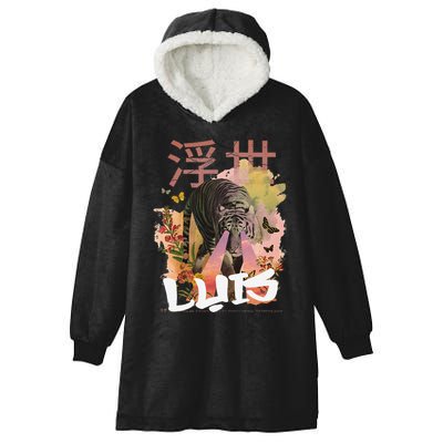 Luis Cute Boy Name With Cool Japanese Tiger & Kanji Hooded Wearable Blanket