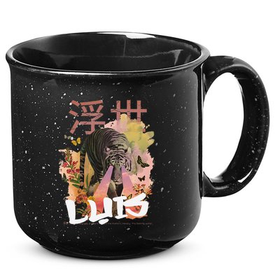 Luis Cute Boy Name With Cool Japanese Tiger & Kanji 15oz Campfire Ceramic Mug