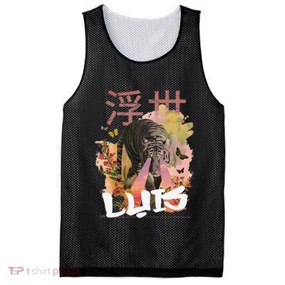 Luis Cute Boy Name With Cool Japanese Tiger & Kanji Mesh Reversible Basketball Jersey Tank