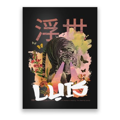 Luis Cute Boy Name With Cool Japanese Tiger & Kanji Poster