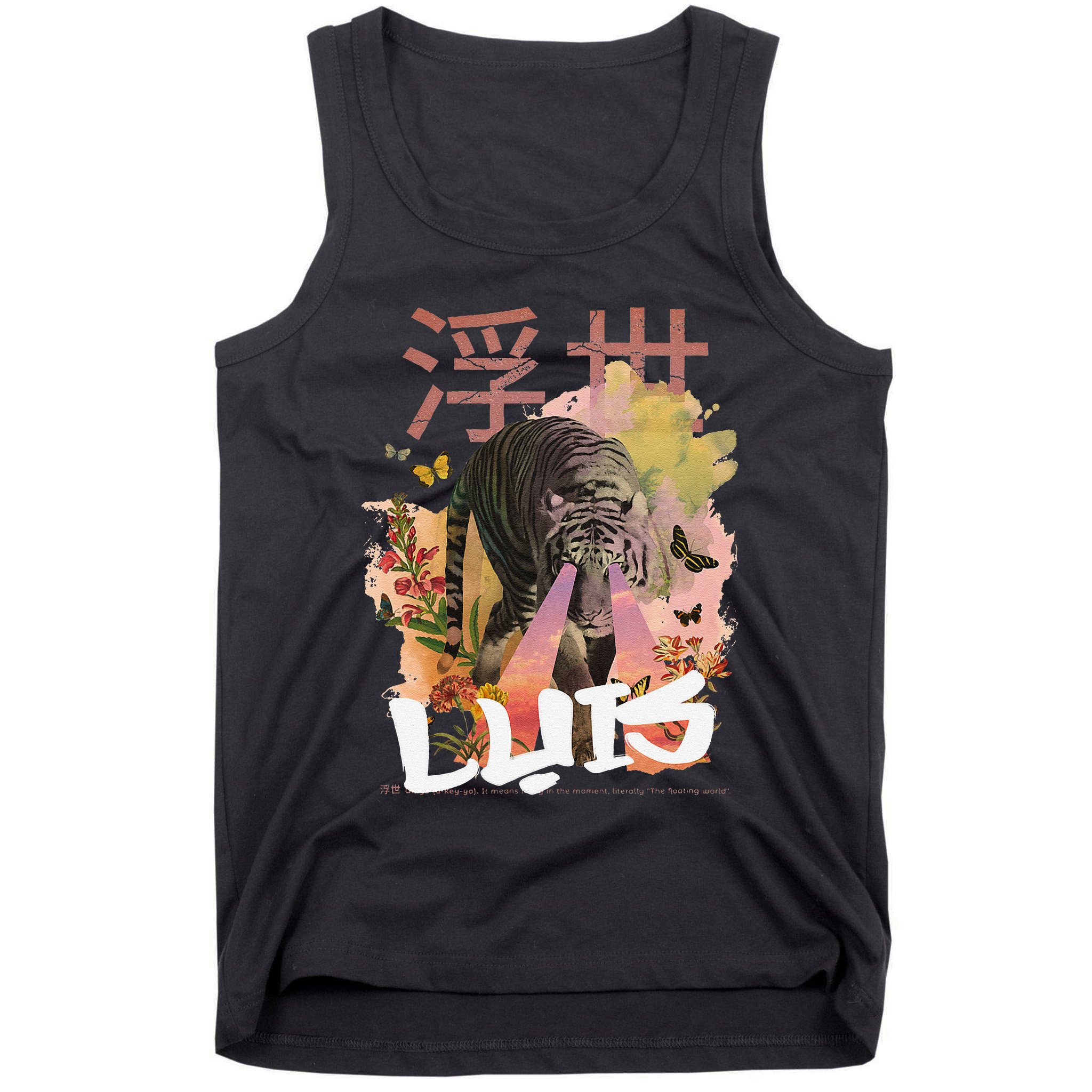 Luis Cute Boy Name With Cool Japanese Tiger & Kanji Tank Top
