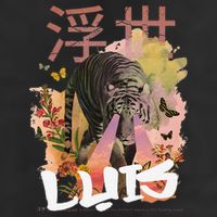 Luis Cute Boy Name With Cool Japanese Tiger & Kanji Golf Towel