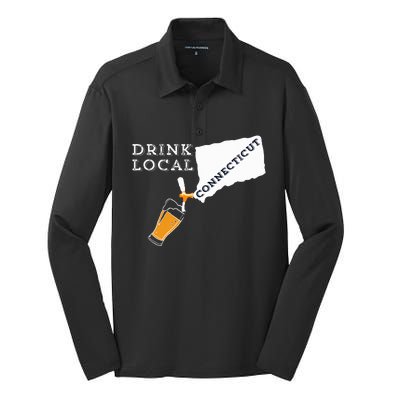 Local Craft Beer Connecticut Drink Local Silk Touch Performance Long Sleeve Polo