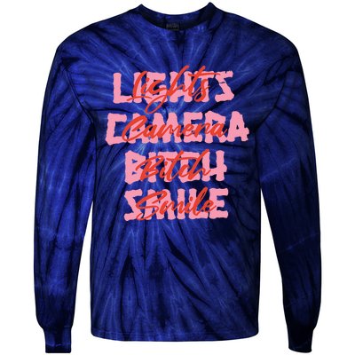 Lights Camera Bitch Smile Tie-Dye Long Sleeve Shirt