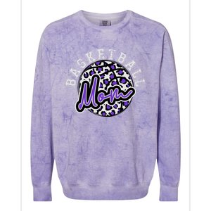 Leopard Cheetah Basketball Mom Family Purple Trendy Spirit Gift Colorblast Crewneck Sweatshirt