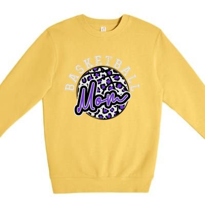 Leopard Cheetah Basketball Mom Family Purple Trendy Spirit Gift Premium Crewneck Sweatshirt