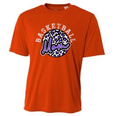 Leopard Cheetah Basketball Mom Family Purple Trendy Spirit Gift Cooling Performance Crew T-Shirt