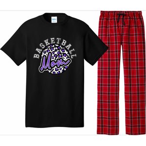 Leopard Cheetah Basketball Mom Family Purple Trendy Spirit Gift Pajama Set