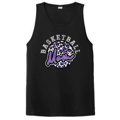 Leopard Cheetah Basketball Mom Family Purple Trendy Spirit Gift PosiCharge Competitor Tank