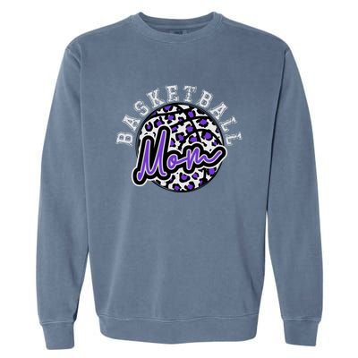 Leopard Cheetah Basketball Mom Family Purple Trendy Spirit Gift Garment-Dyed Sweatshirt